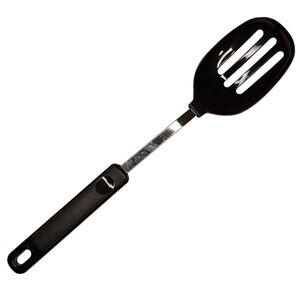 Vtg EKCO Slotted Serving Spoon Black Nylon Stainless Heat‎ Resistant 400'F 12"